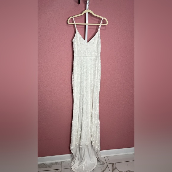 Lulus-Everlasting Vows White Beaded Sequin Mermaid Maxi Dress (M/XL/S) - Picture 5 of 5